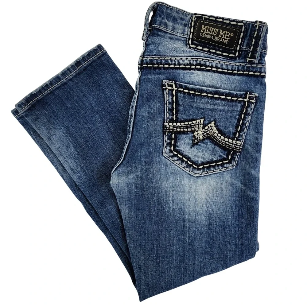 Miss‎ Me Womens 28 Blue Boyfriend Capri JB1026P4 Heavy Stitch Y2K Western Denim